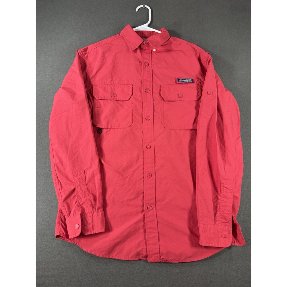 Polo Ralph Lauren Sport Shirt Mens Medium Red Long Sleeve Fishing Hiking Vented